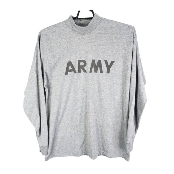 Mens Gray Army Physical Fitness Uniform Shirt Long Sleeve 100% Polyester Size XL - Picture 1 of 7